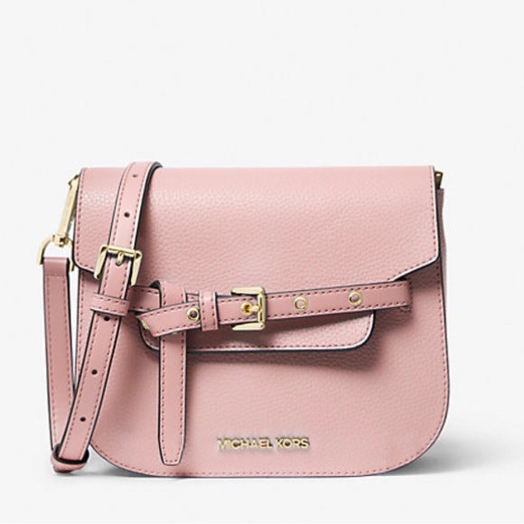 Michael Kors Emilia Small Leather Crossbody Bag-Powder Blush - Picture 1 of 11